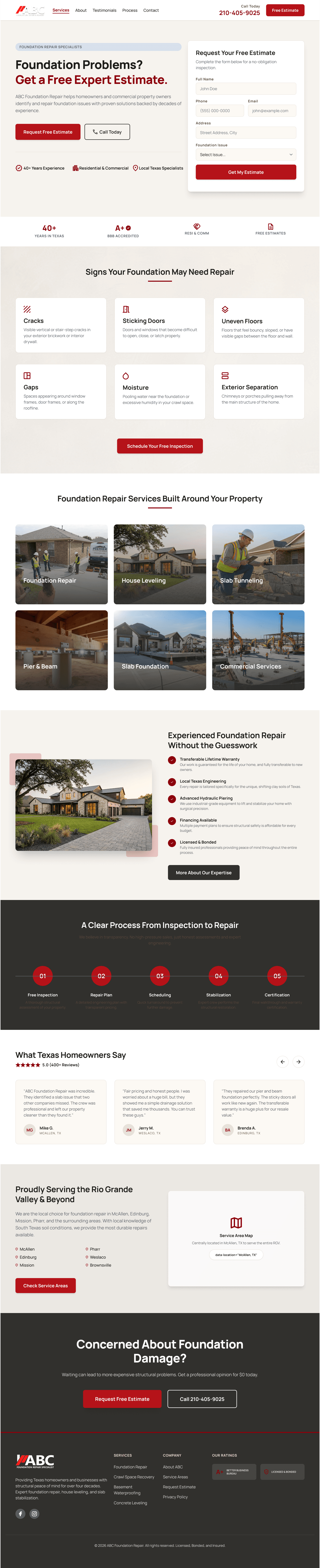 ABC Foundation Repair Full website image