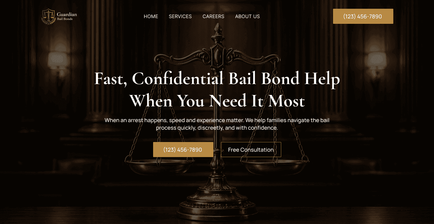 Guardian Bail Bonds Hero Section