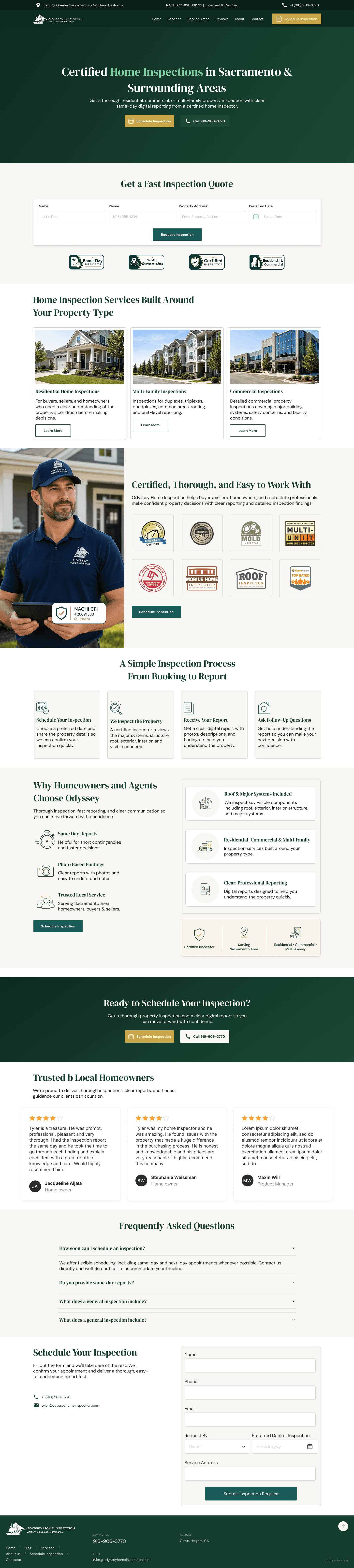 Odyssey Home Inspection Full website screenshot