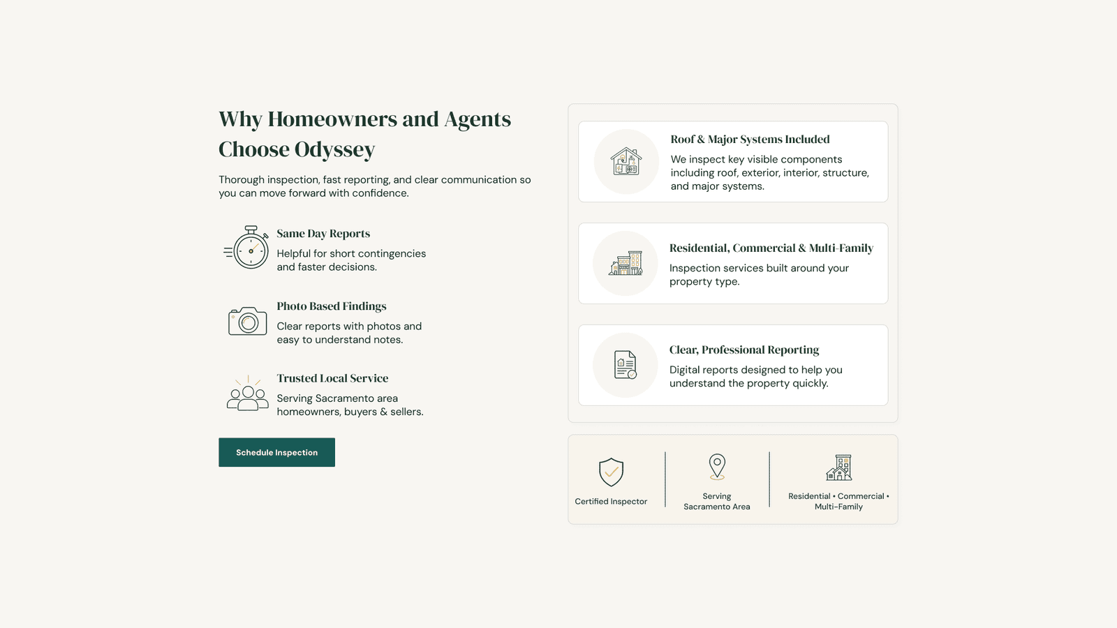 Odyssey Home Inspection Why Choose Section